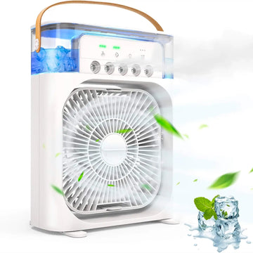 Climatizador Ar Portátil USB 3 em 1 Umidificador Ventilador Mini Ar Condicionado Branco Econômico