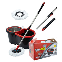 Mop Giratório 360 Graus Balde Cesto Inox Esfregão Limpeza Piso 1 Refil Adicional Grátis Profissional