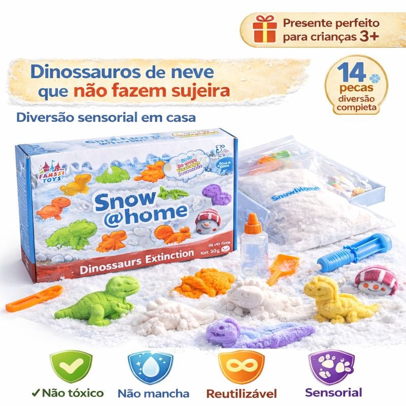 Snow @Home Era Dinossauros Kit Neve Artificial Moldes Pré-Históricos Sensorial Brinquedo Educativo - X-Varejo Ltda-Me