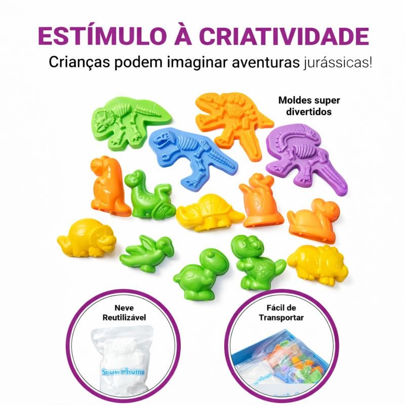 Snow @Home Era Dinossauros Kit Neve Artificial Moldes Pré - Históricos Sensorial Brinquedo Educativo - X - Varejo Ltda - Me