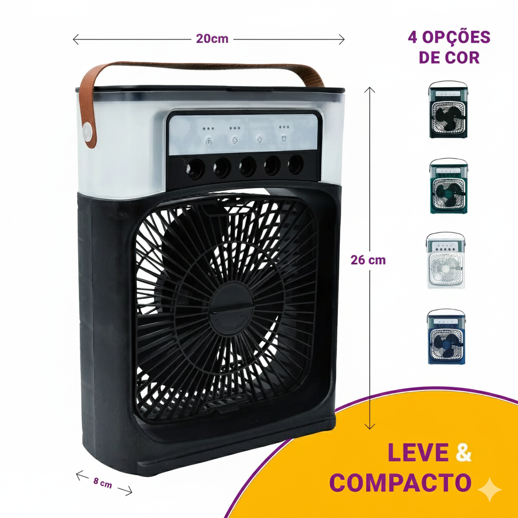 Climatizador Ar Portátil USB 3 em 1 Umidificador Ventilador Mini Ar Condicionado Preto Silencioso X-Varejo loja online