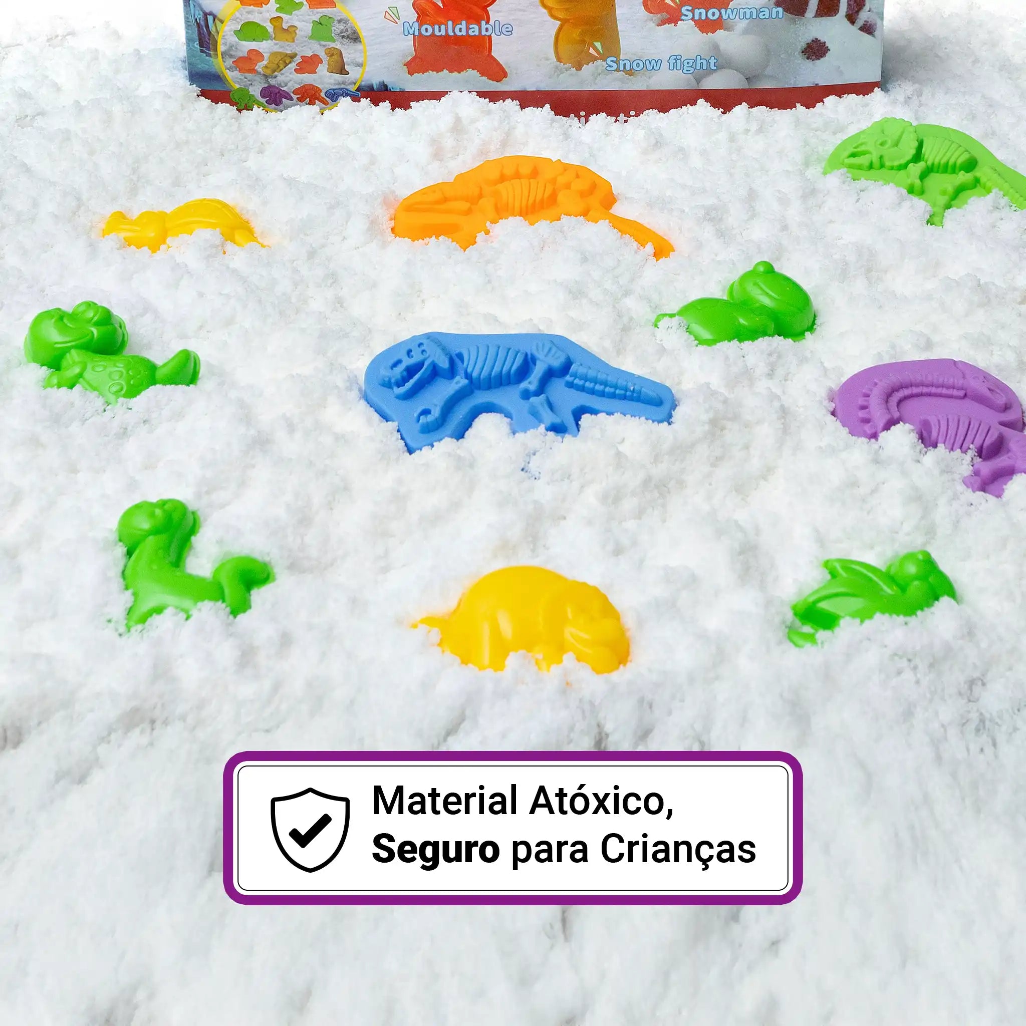 Snow @Home Era Dinossauros Kit Neve Artificial Moldes Pré-Históricos Sensorial Brinquedo Educativo