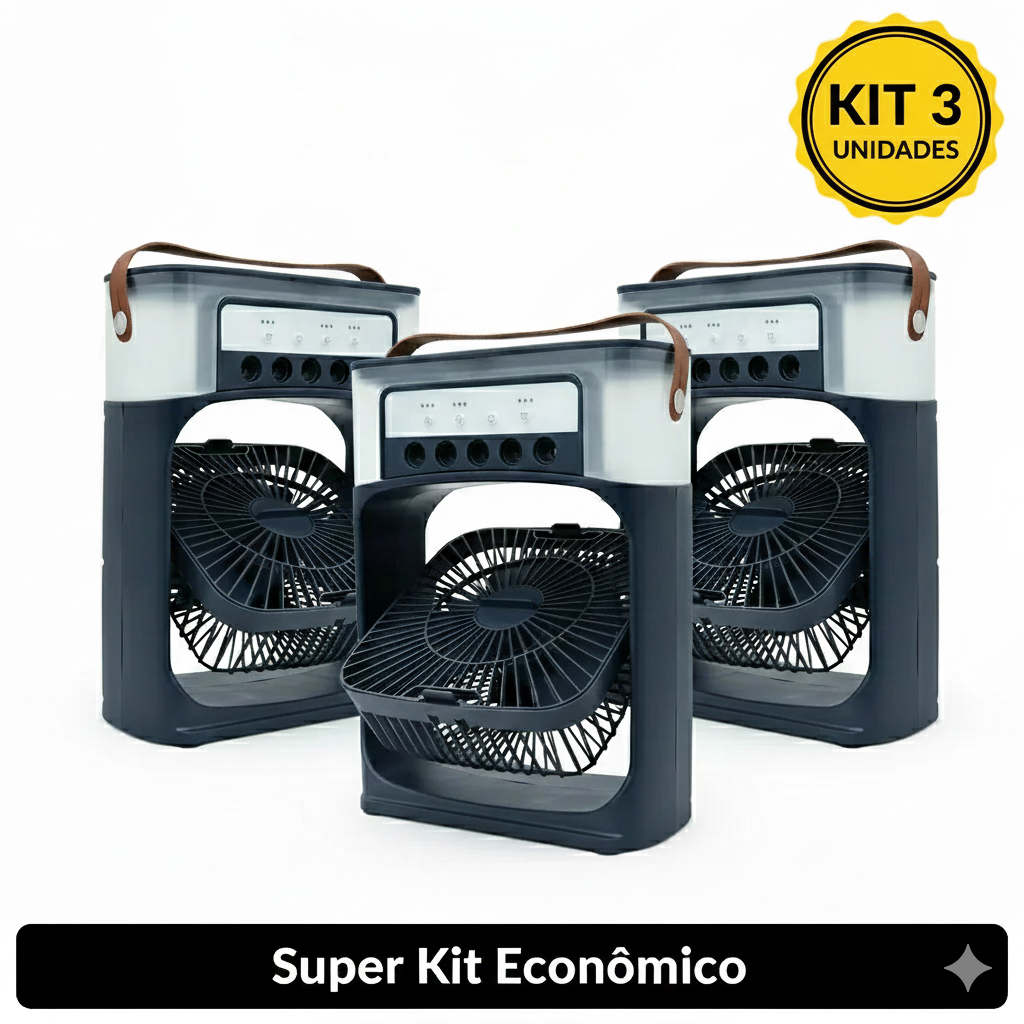 Kit 3 Climatizador Ar Portátil USB 3 em 1 Umidificador Ventilador Mini Ar Condicionado Azul Silencioso X-Varejo loja online