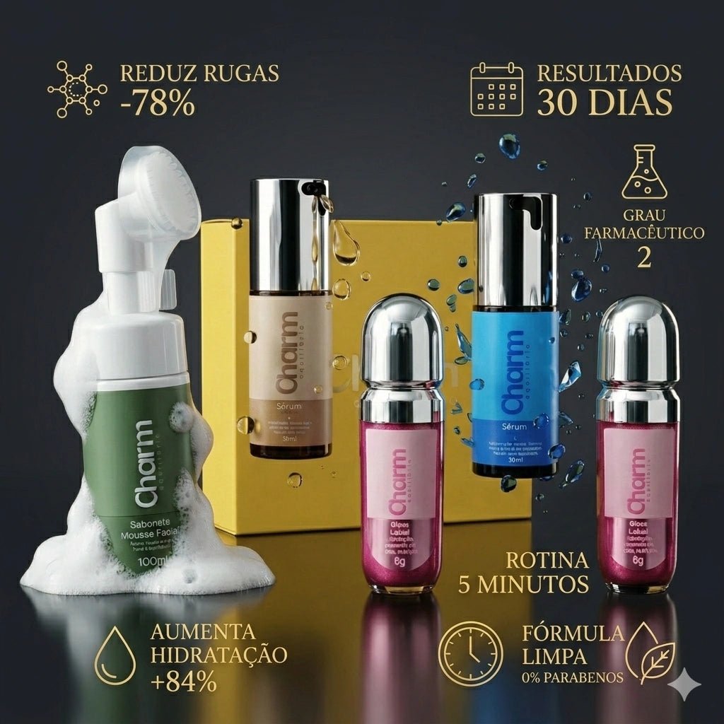 Kit Charme Equilíbrio – Skincare Dermocosméticos para Rosto Lábios com Rotina Completa - X - Varejo Ltda - Me