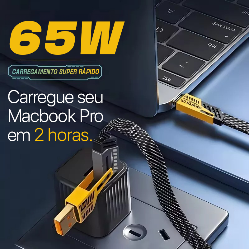Cabo 4 em 1 Carregador Turbo USB Tipo-C Lightning Carregamento Rápido 65W Universal Celular