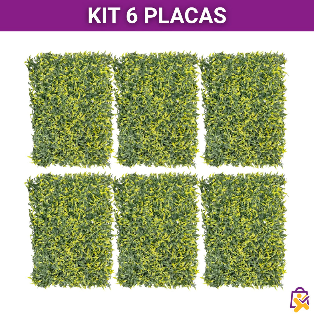 Kit 6 Placas Jardim Vertical Artificial Samambaia 60x40cm Toque Real Decoração Parede Plantas X-Varejo loja online