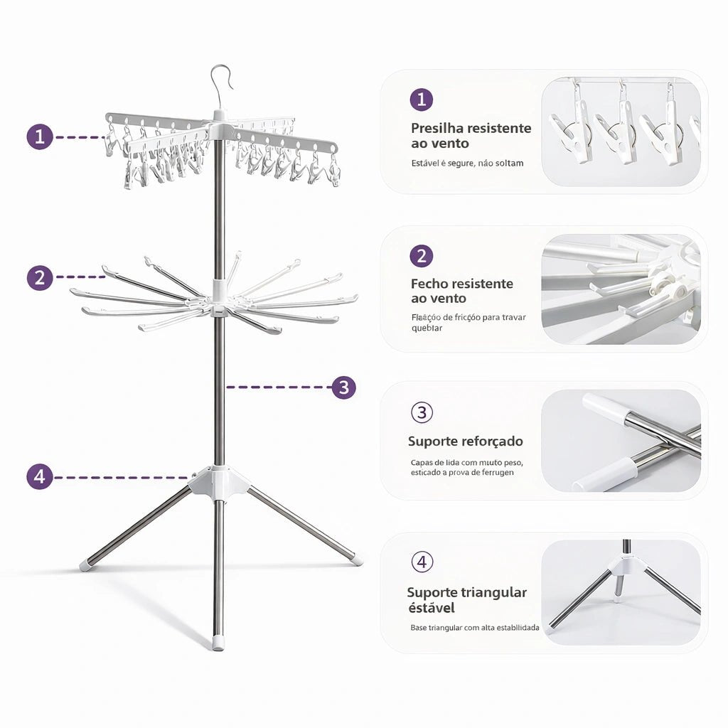 Varal Rack Secar Roupa Aluminio Triple - X - Varejo Ltda - Me