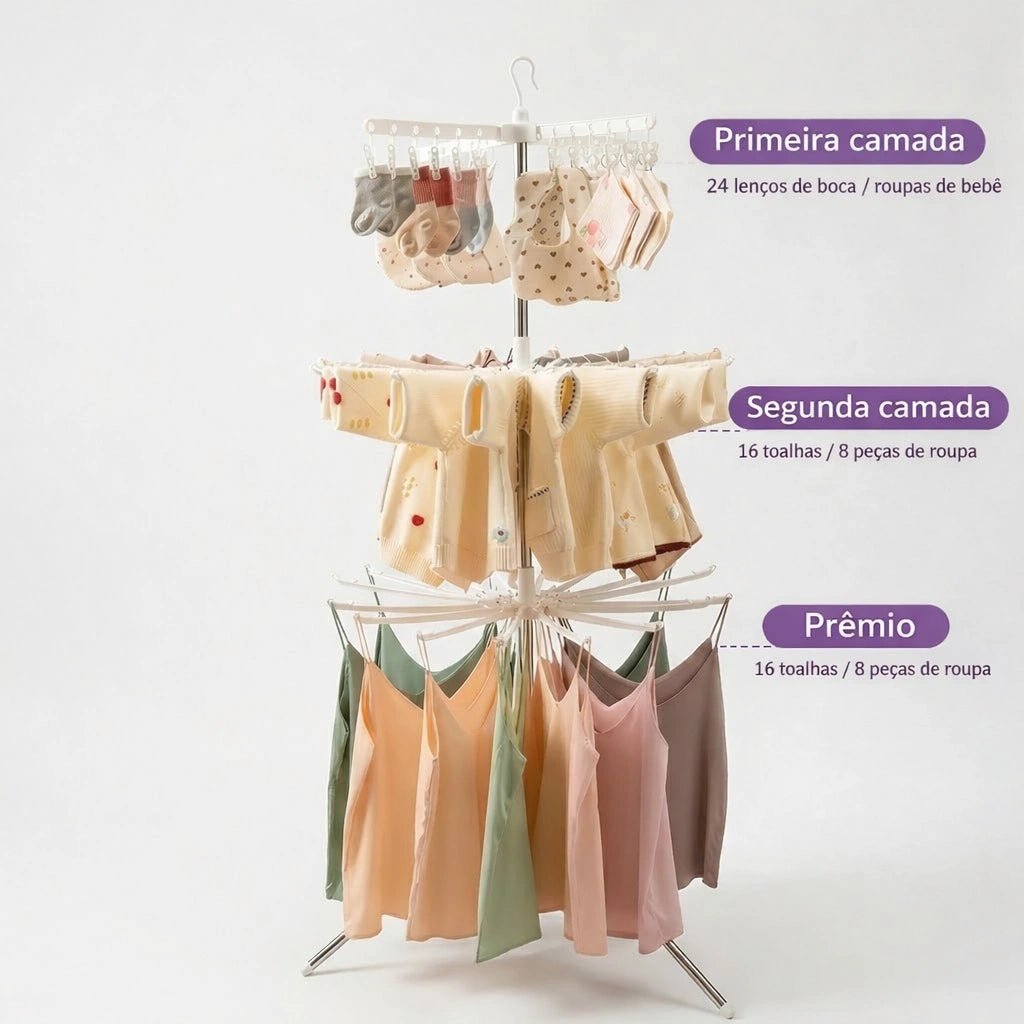 Varal Rack Secar Roupa Aluminio Triple - X - Varejo Ltda - Me