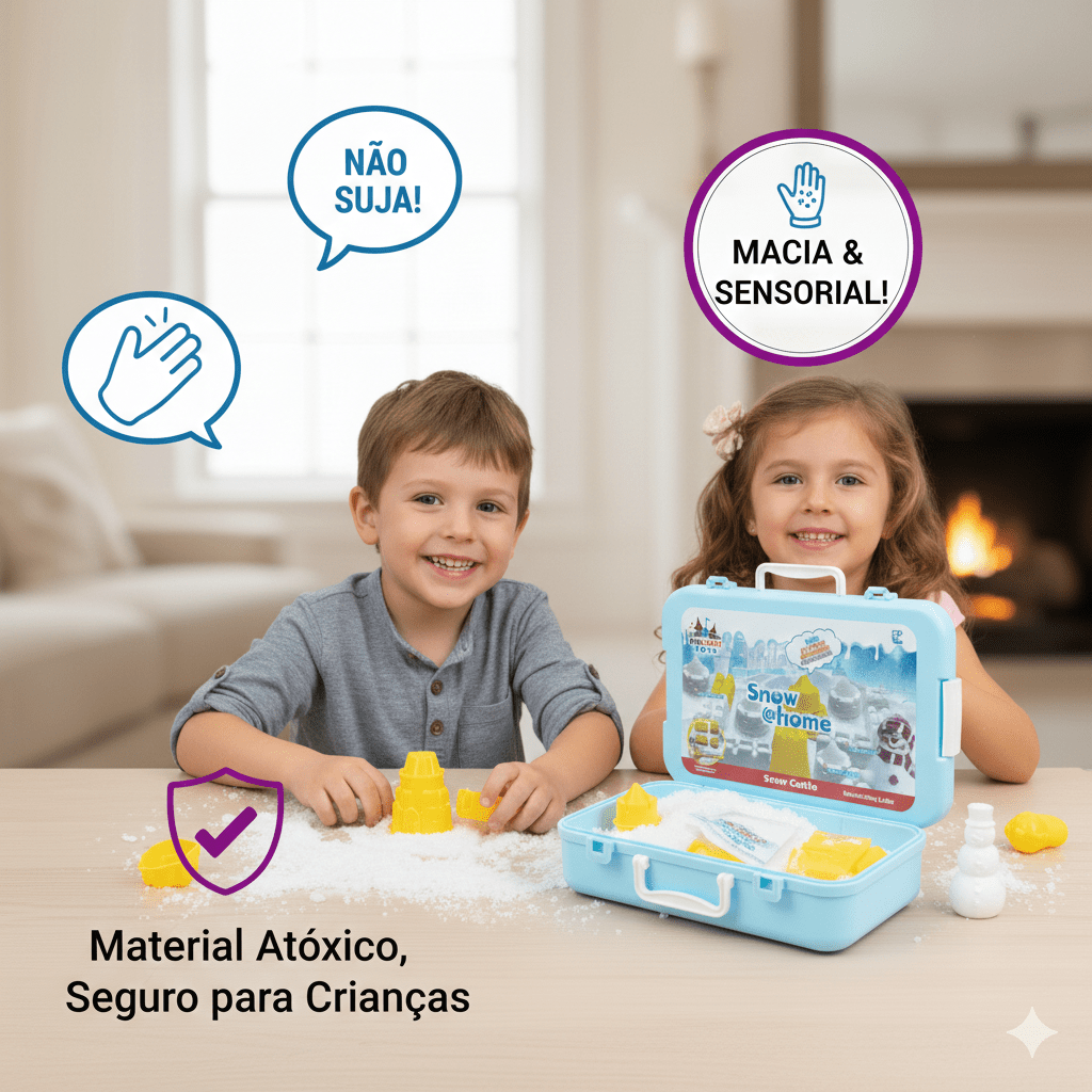Snow @Home Castelo Portátil Brinquedo Neve Artificial Maleta Sensorial Educativo Crianças 3-10 Anos - X-Varejo Ltda-Me