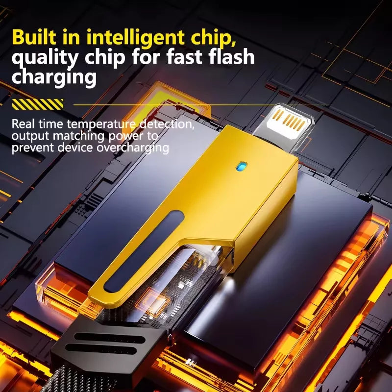 Cabo 4 em 1 Carregador Turbo USB Tipo-C Lightning Carregamento Rápido 65W Universal Celular