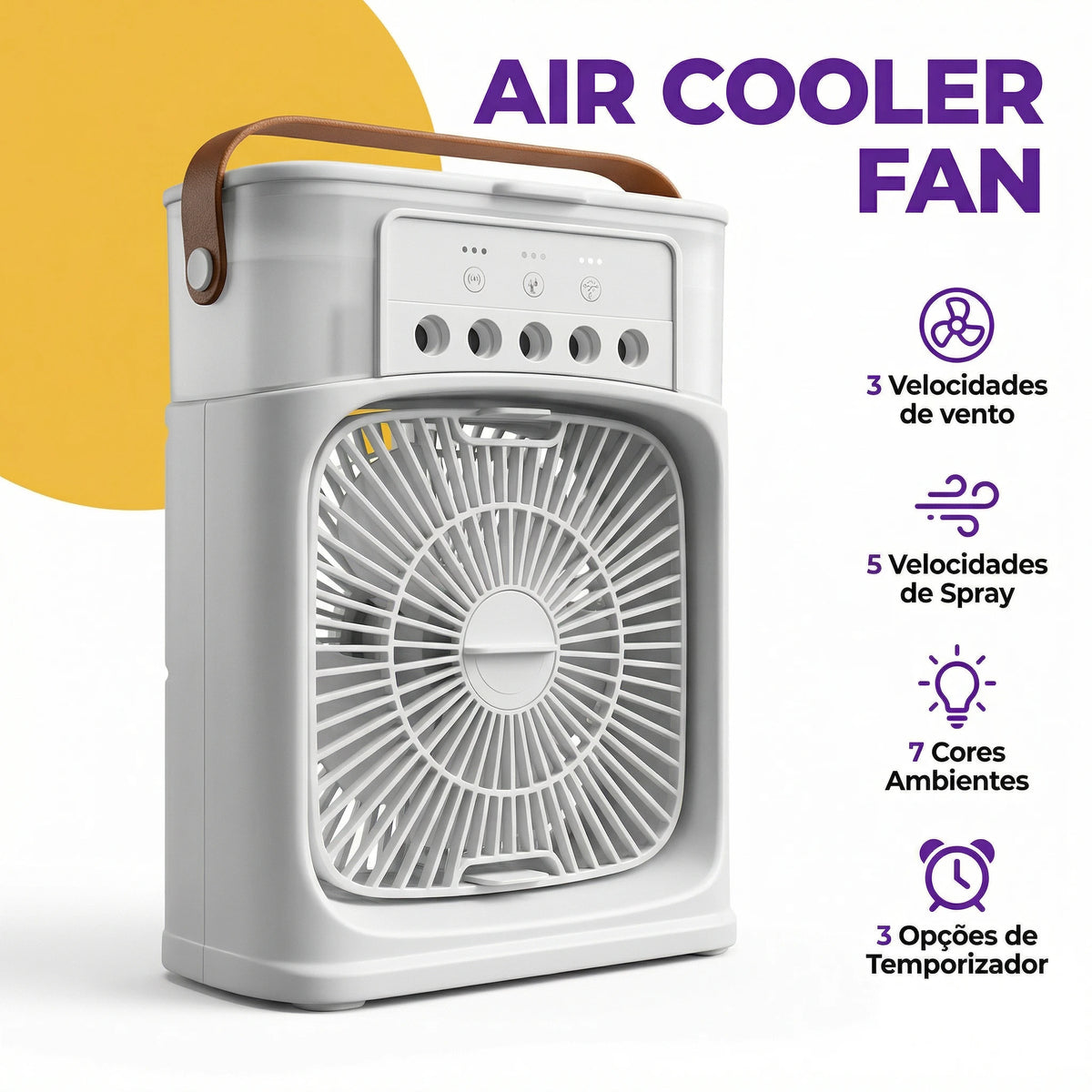 Climatizador Ar Portátil USB 3 em 1 Umidificador Ventilador Mini Ar Condicionado Branco Econômico - X - Varejo Ltda - Me
