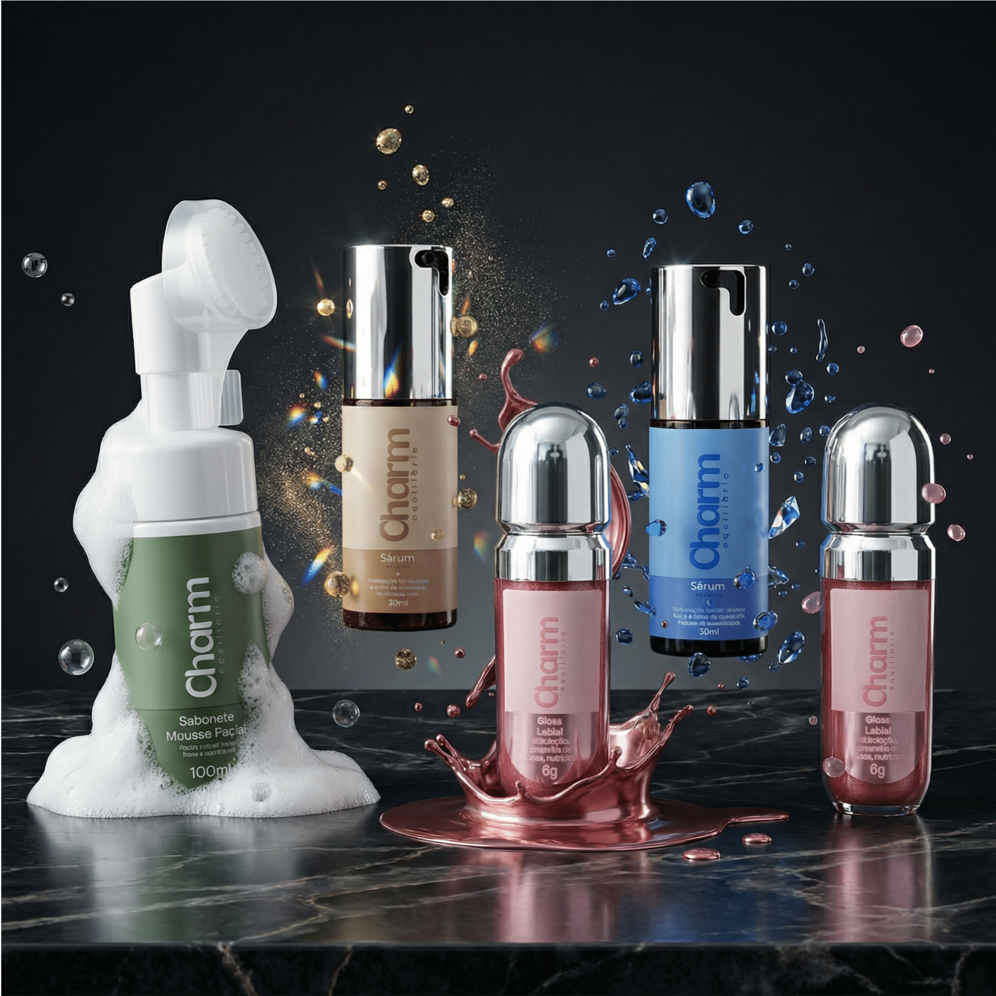 Kit Charme Equilíbrio – Skincare Dermocosméticos para Rosto Lábios com Rotina Completa - X - Varejo Ltda - Me