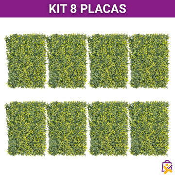 Kit 8 Placas Jardim Vertical Artificial Samambaia 60x40cm Toque Real Decoração Parede Verde