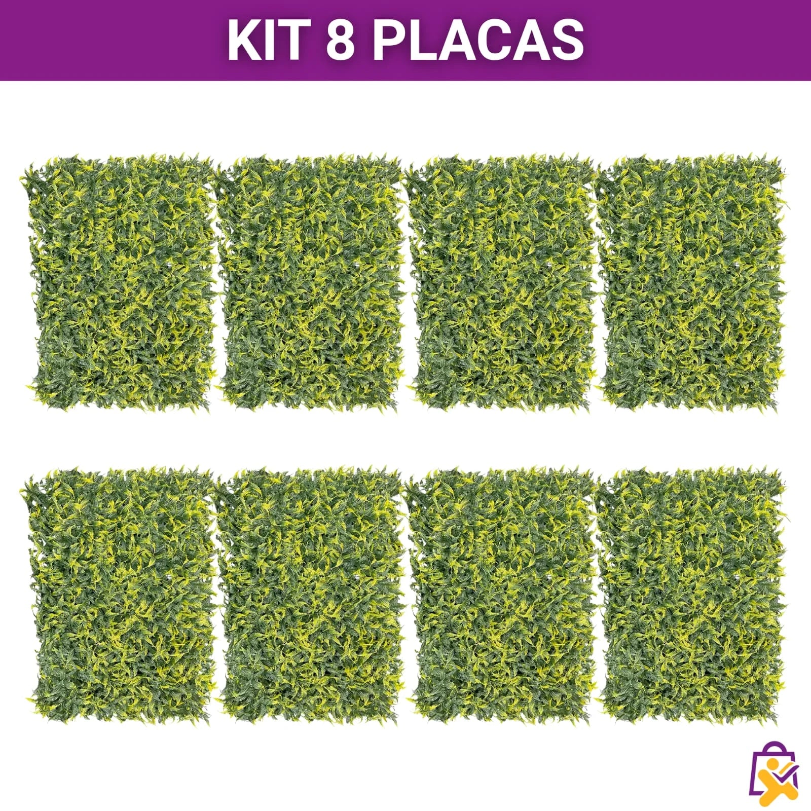 Kit 8 Placas Jardim Vertical Artificial Samambaia 60x40cm Toque Real Decoração Parede Verde X-Varejo loja online