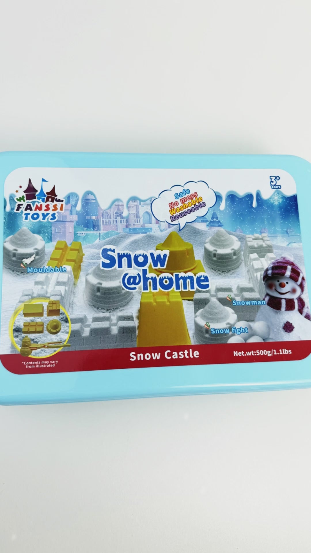 Vídeo demonstrativo Snow @Home Castelo Portátil neve artificial em uso crianças brincando