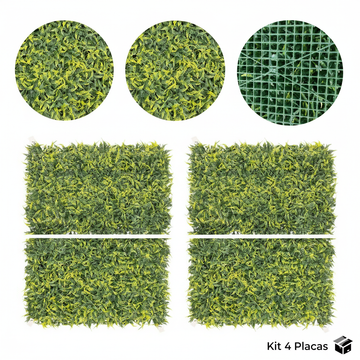 Kit 4 Placas Jardim Vertical Artificial Samambaia 60x40cm Toque Real Decoração Parede Verde