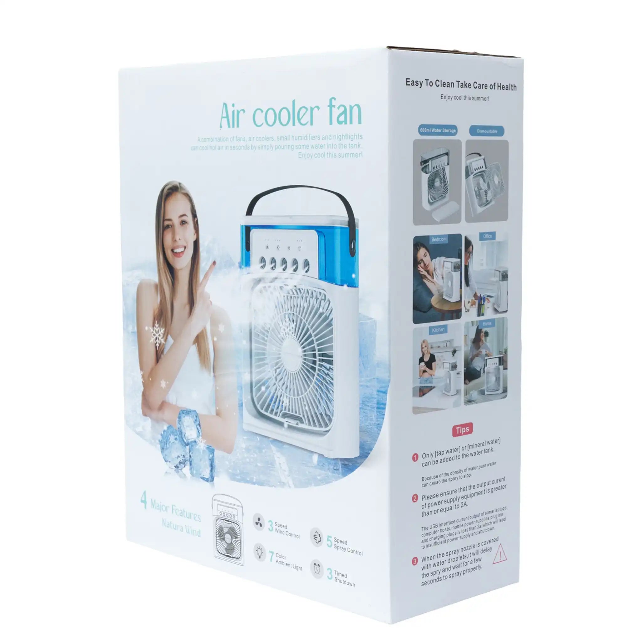 Climatizador Ar Portátil USB 3 em 1 Umidificador Ventilador Mini Ar Condicionado Azul Econômico