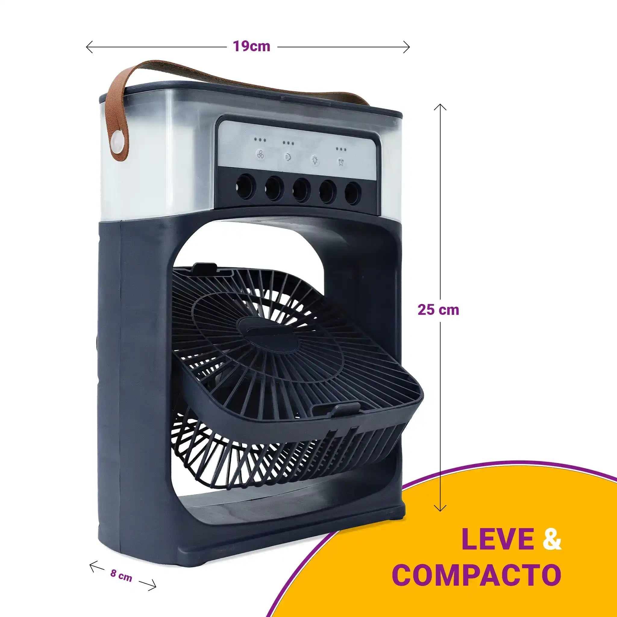 Climatizador Ar Portátil USB 3 em 1 Umidificador Ventilador Mini Ar Condicionado Azul Econômico