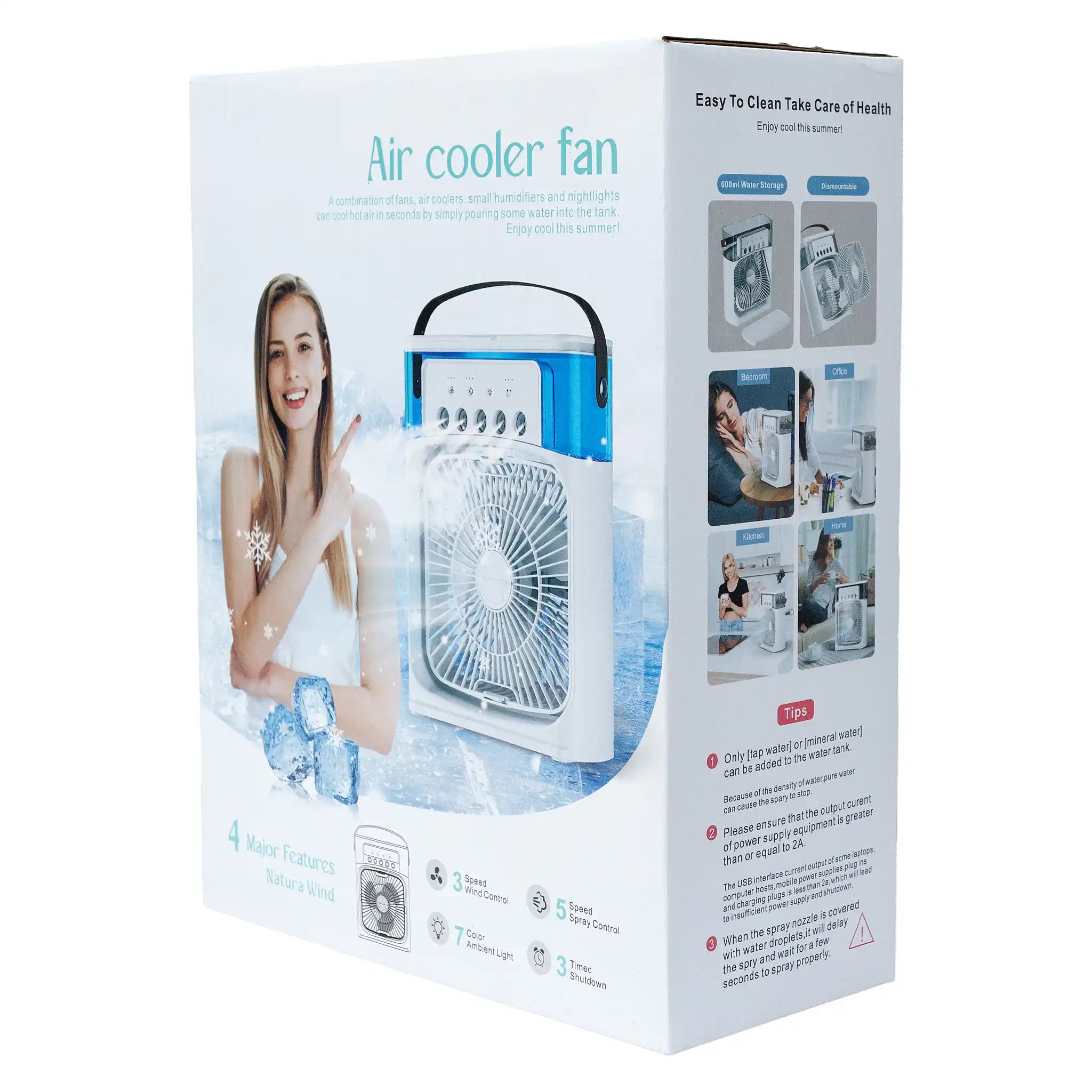 Climatizador Ar Portátil USB 3 em 1 Umidificador Ventilador Mini Ar Condicionado Preto Silencioso