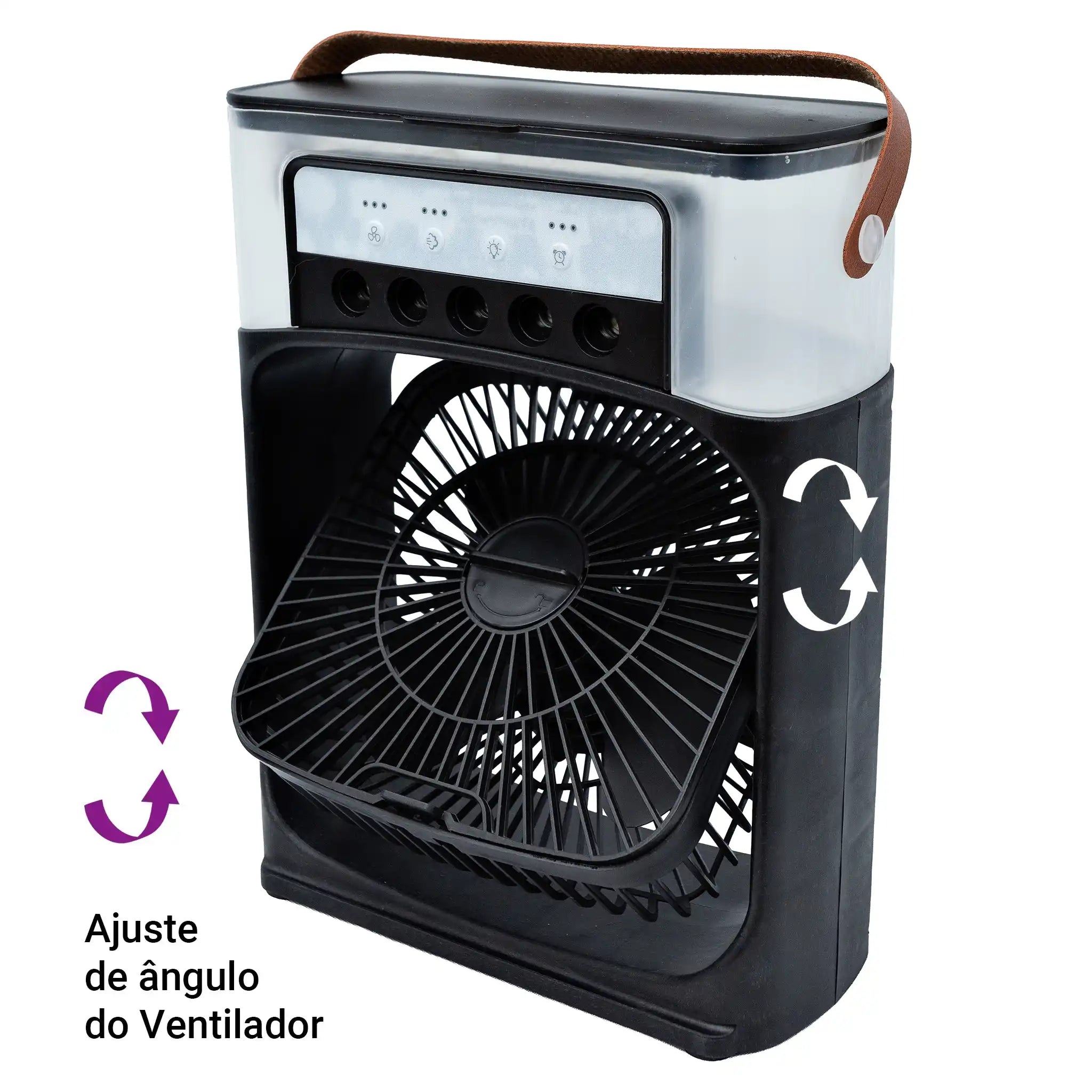 Climatizador Ar Portátil USB 3 em 1 Umidificador Ventilador Mini Ar Condicionado Preto Silencioso