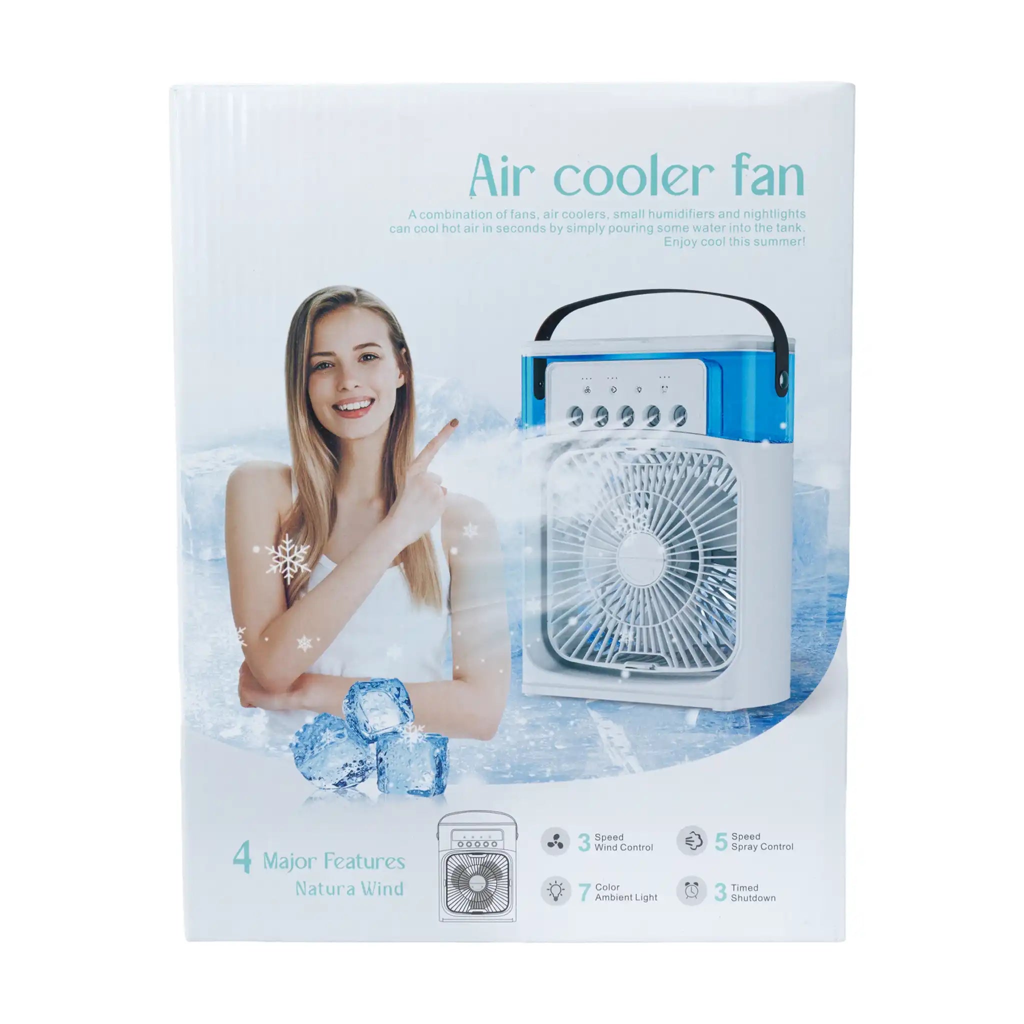 Climatizador Ar Portátil USB 3 em 1 Umidificador Ventilador Mini Ar Condicionado Branco Econômico