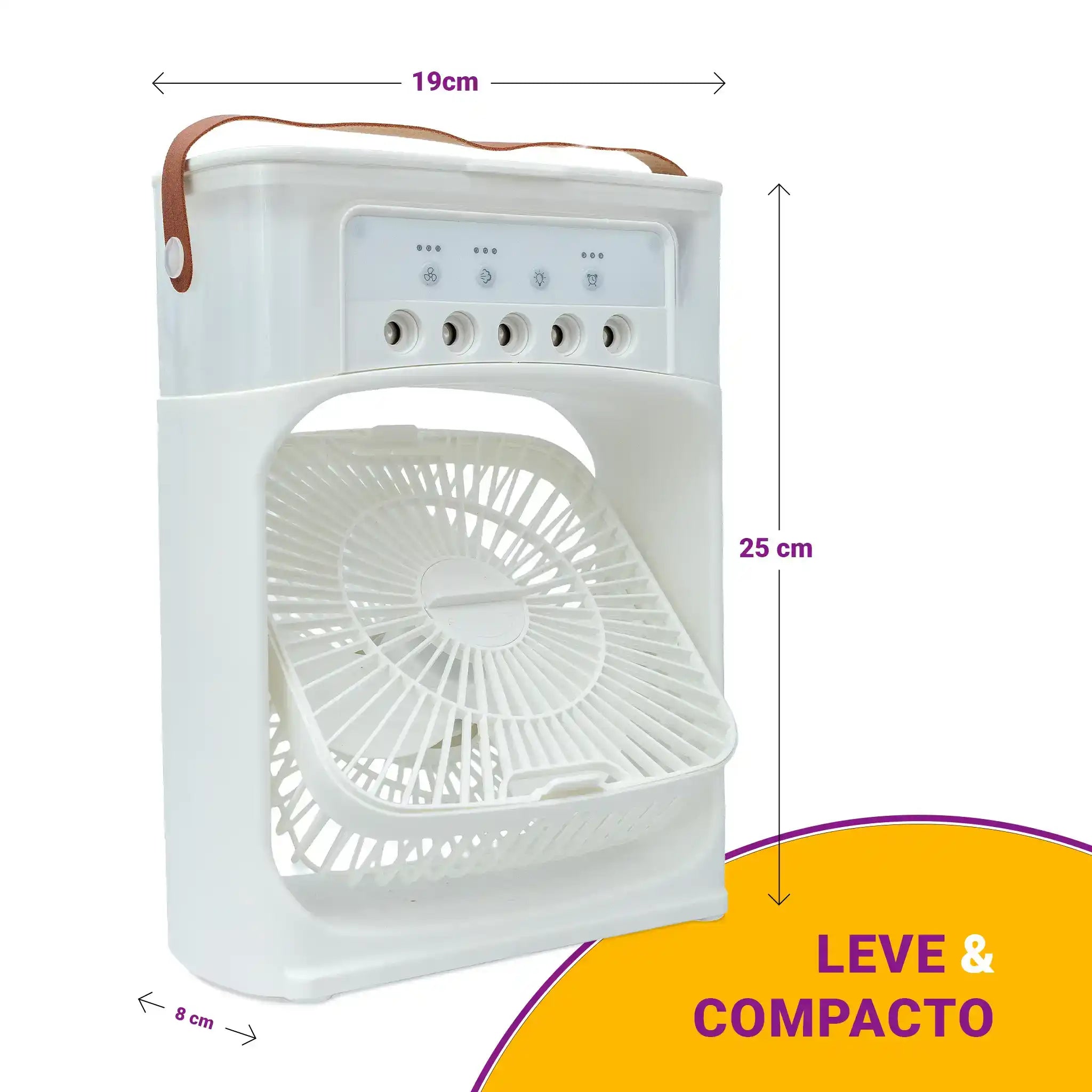 Climatizador Ar Portátil USB 3 em 1 Umidificador Ventilador Mini Ar Condicionado Branco Econômico