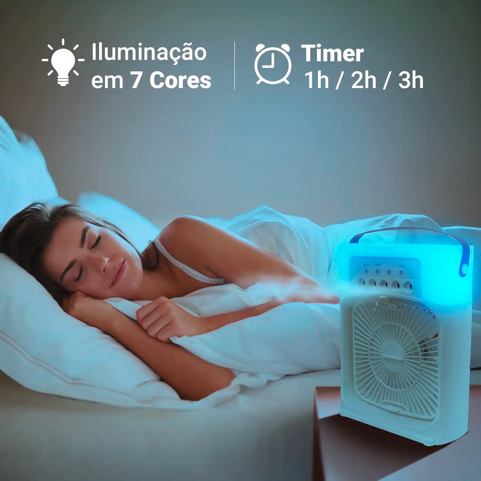 Climatizador Ar Portátil USB 3 em 1 Umidificador Ventilador Mini Ar Condicionado Branco Econômico