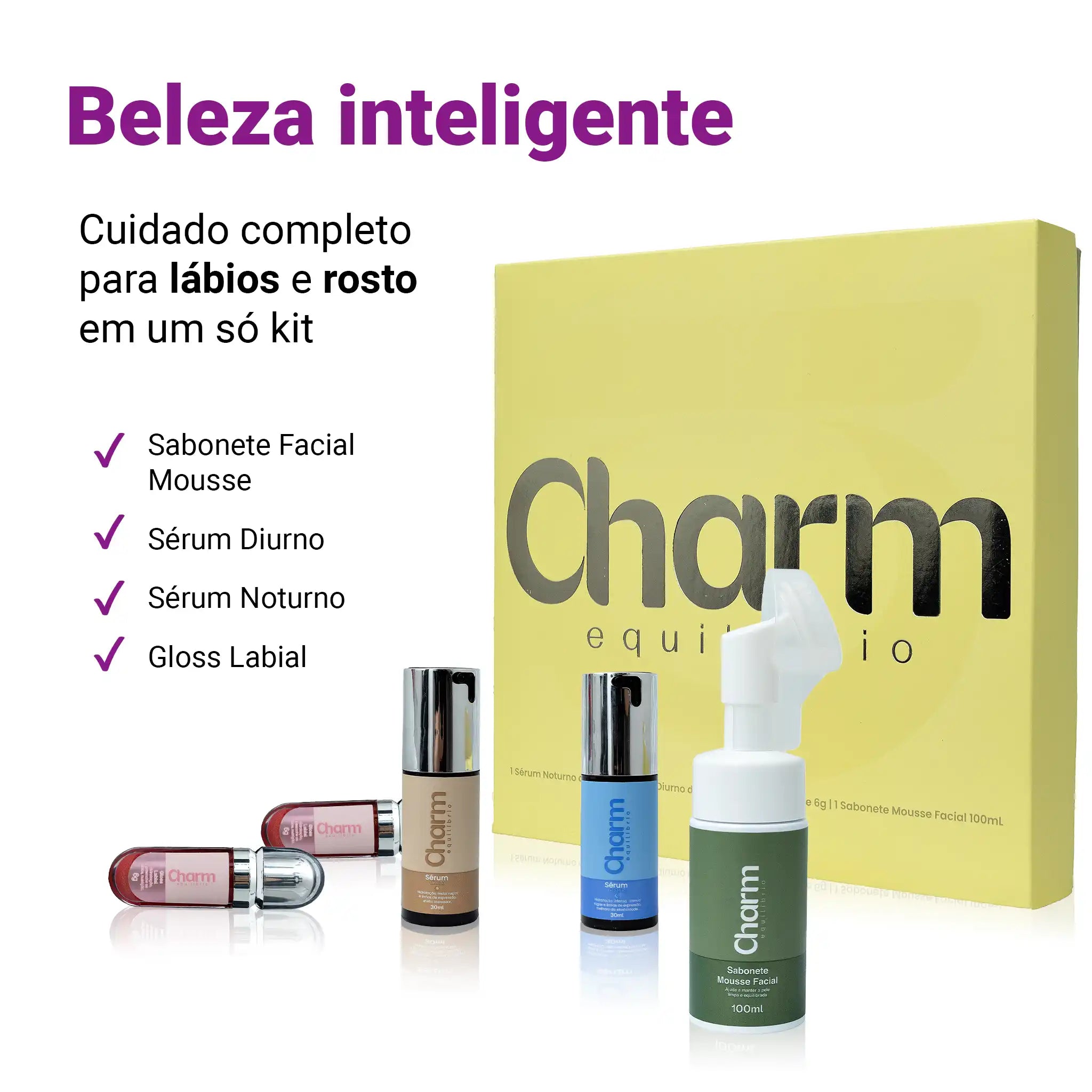 Kit Dermocosméticos Charme Equilibrio Cuidados Pele Beleza Completo Tratamento Facial Corporal
