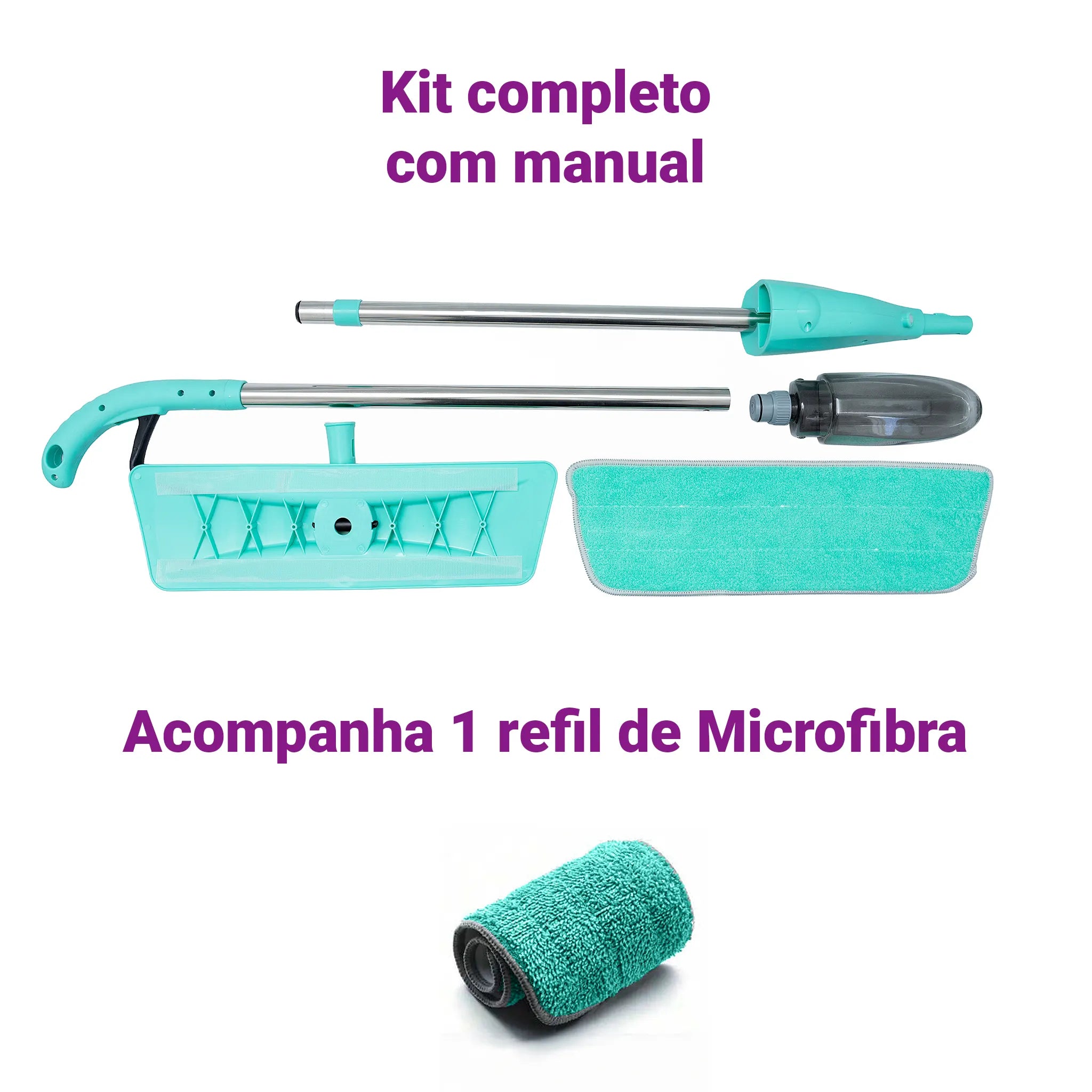 Mop Spray 400ml Rodo Limpeza Piso Microfibra Reservatório Água Esfregão Prático Gatilho Mágico