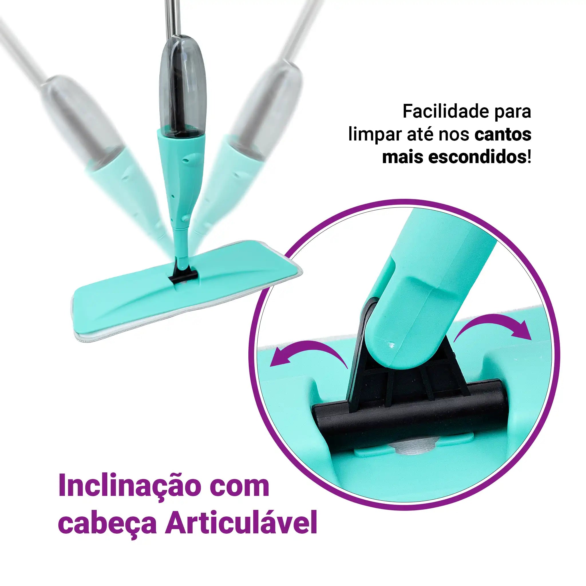 Mop Spray 400ml Rodo Limpeza Piso Microfibra Reservatório Água Esfregão Prático Gatilho Mágico