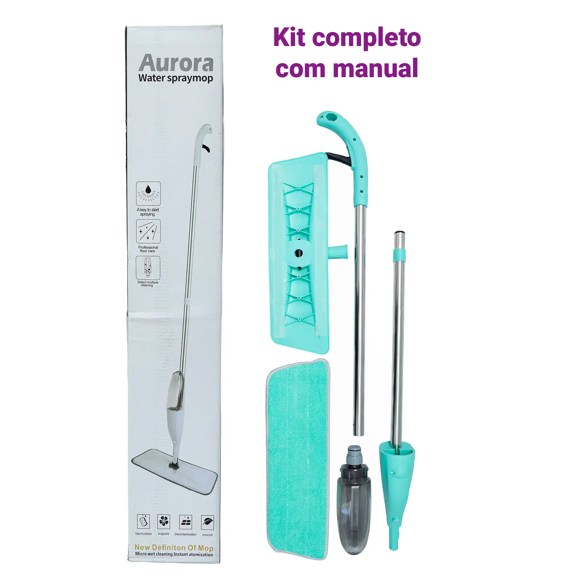 Mop Spray 400ml Rodo Limpeza Piso Microfibra Reservatório Água Esfregão Prático Gatilho Mágico