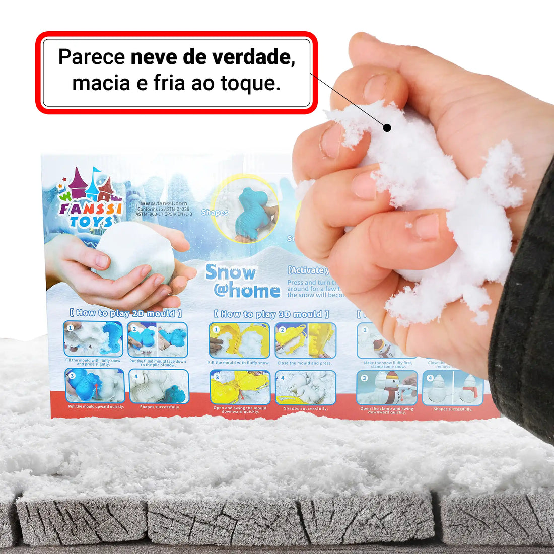 Snow @Home Cidade Congelada Kit Neve Artificial Moldes Casas Veículos Educativo Infantil Criativo