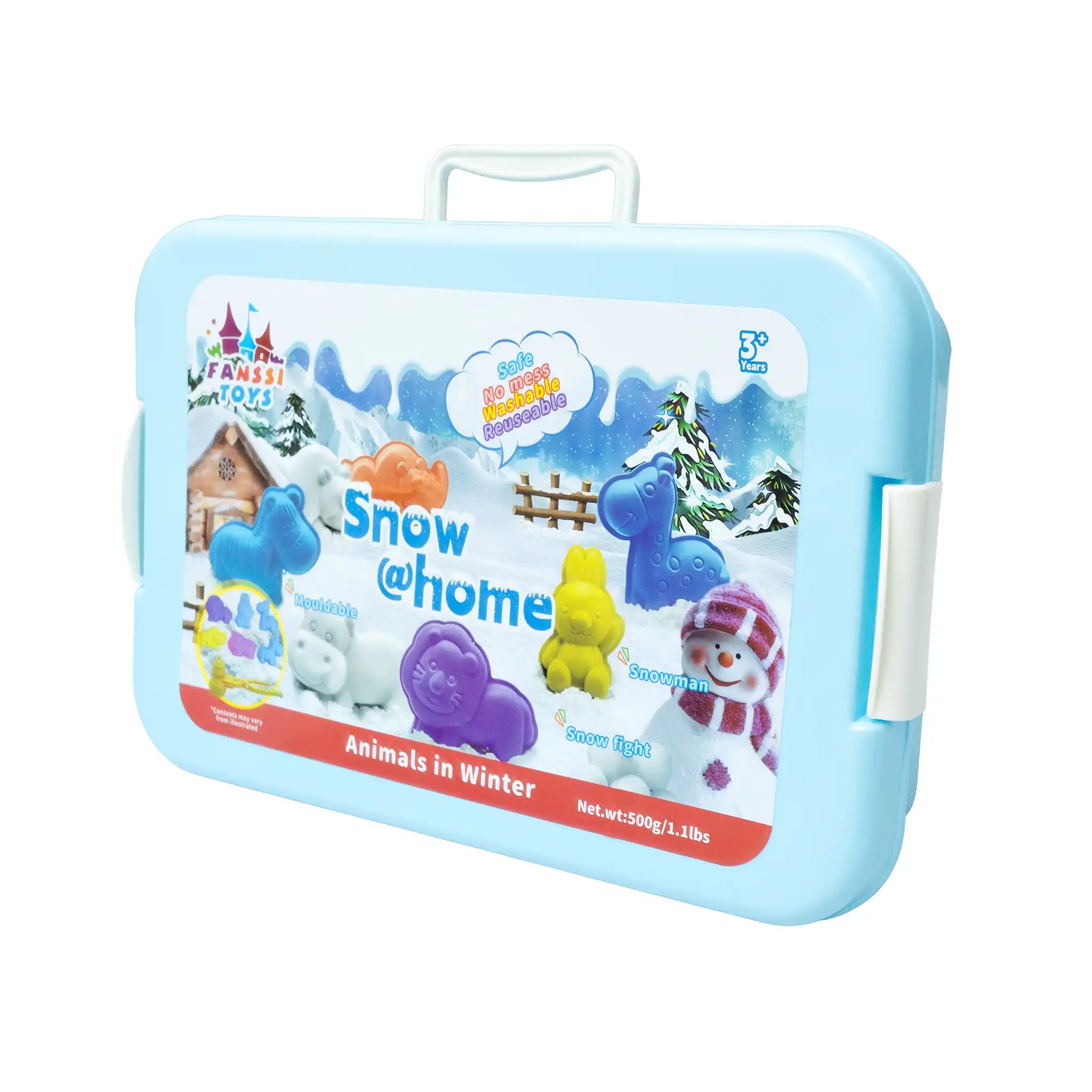 Snow @Home Animais Inverno Maleta Neve Artificial Moldes Bichinhos Educativo Sensorial Crianças