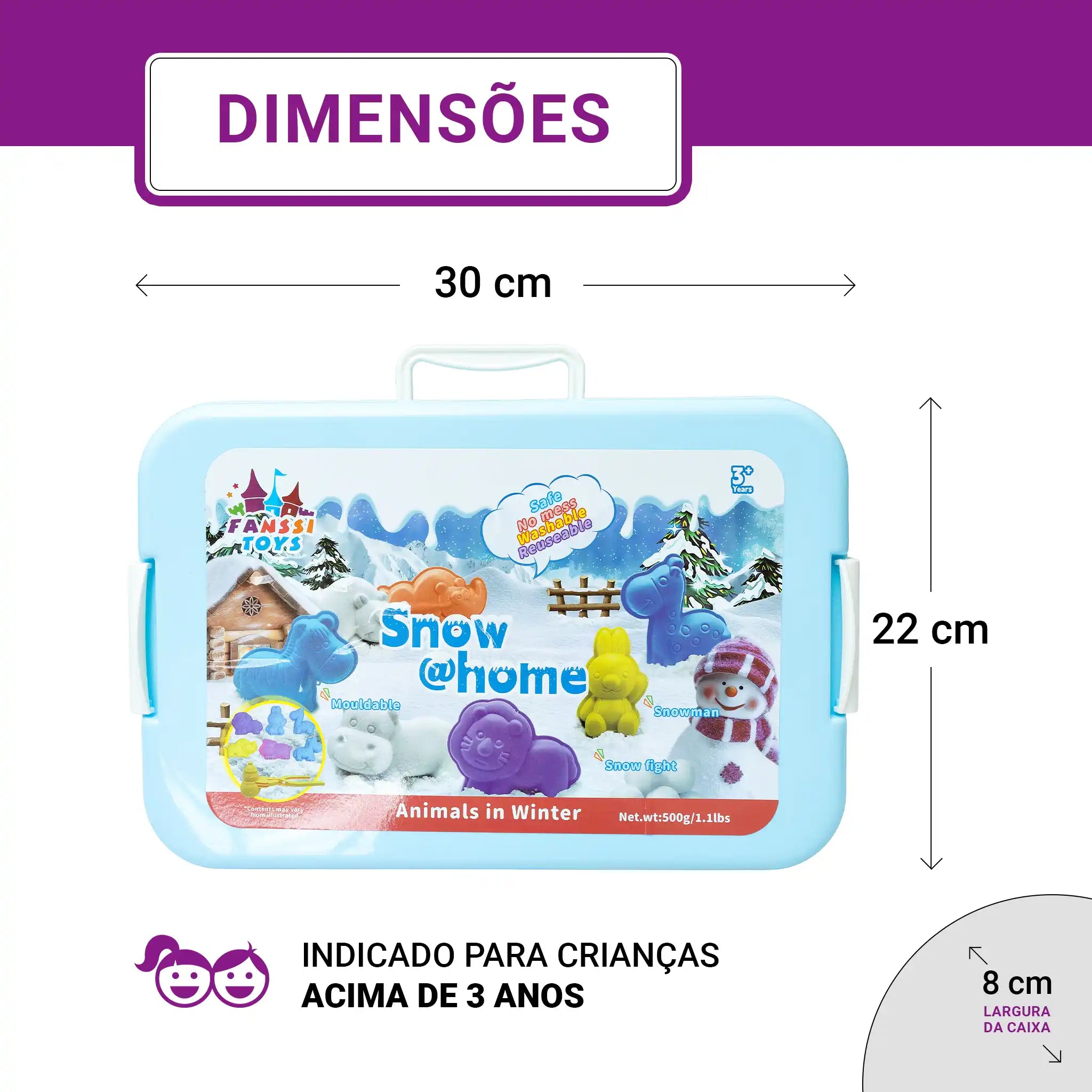 Snow @Home Animais Inverno Maleta Neve Artificial Moldes Bichinhos Educativo Sensorial Crianças