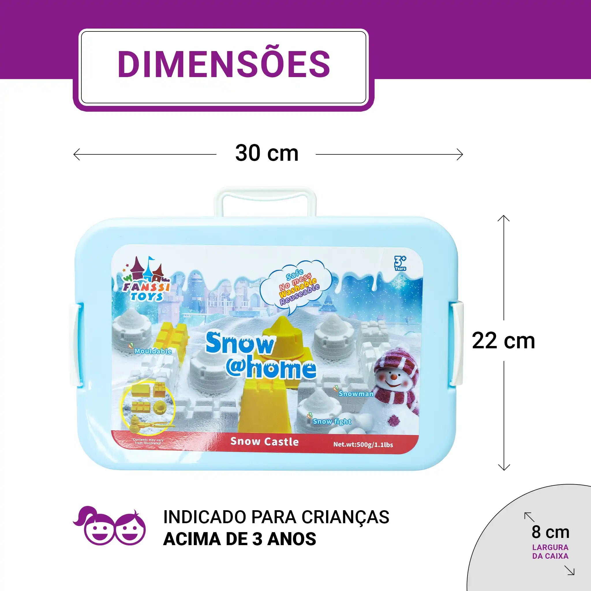 Snow @Home Castelo Portátil Brinquedo Neve Artificial Maleta Sensorial Educativo Crianças 3-10 Anos