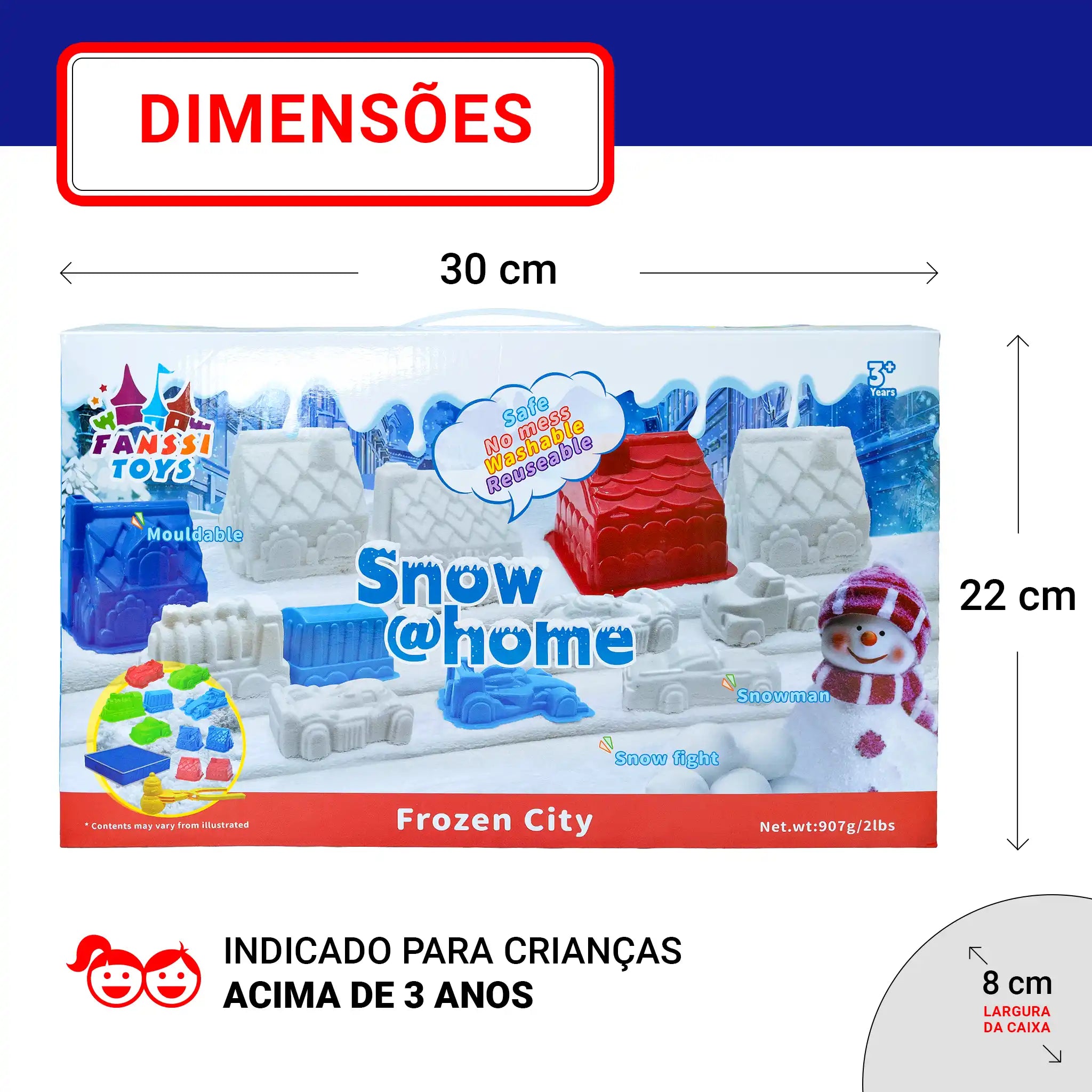 Snow @Home Cidade Congelada Kit Neve Artificial Moldes Casas Veículos Educativo Infantil Criativo
