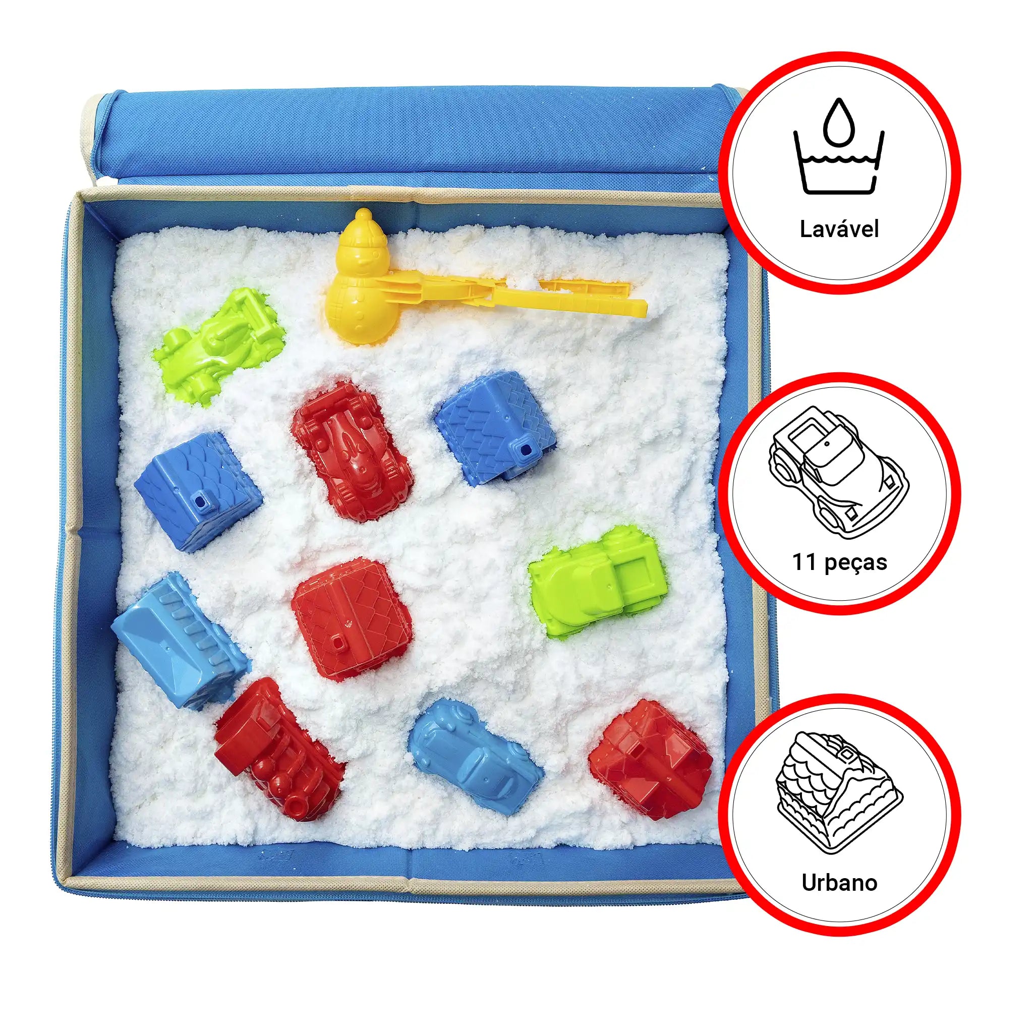 Snow @Home Cidade Congelada Kit Neve Artificial Moldes Casas Veículos Educativo Infantil Criativo