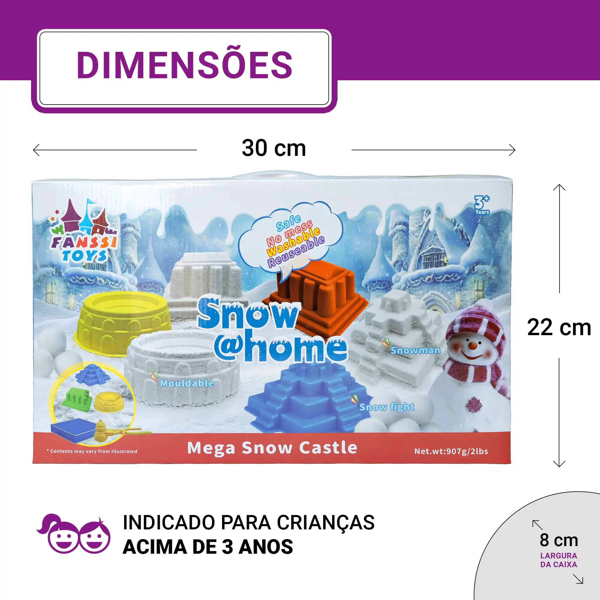 Snow @Home Mega Castelo Neve Artificial Kit Sensorial Criativo Moldes Construção Brinquedo Premium