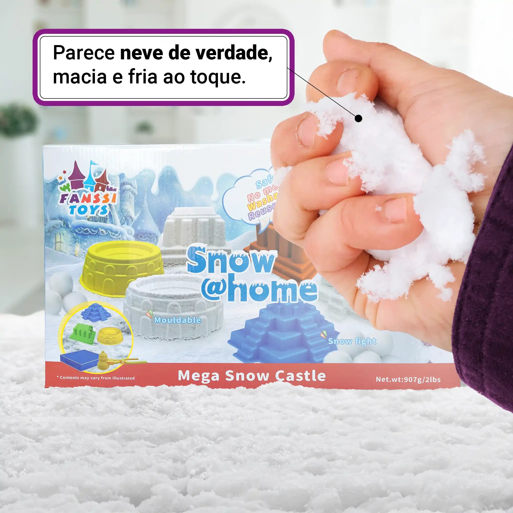 Snow @Home Mega Castelo Neve Artificial Kit Sensorial Criativo Moldes Construção Brinquedo Premium