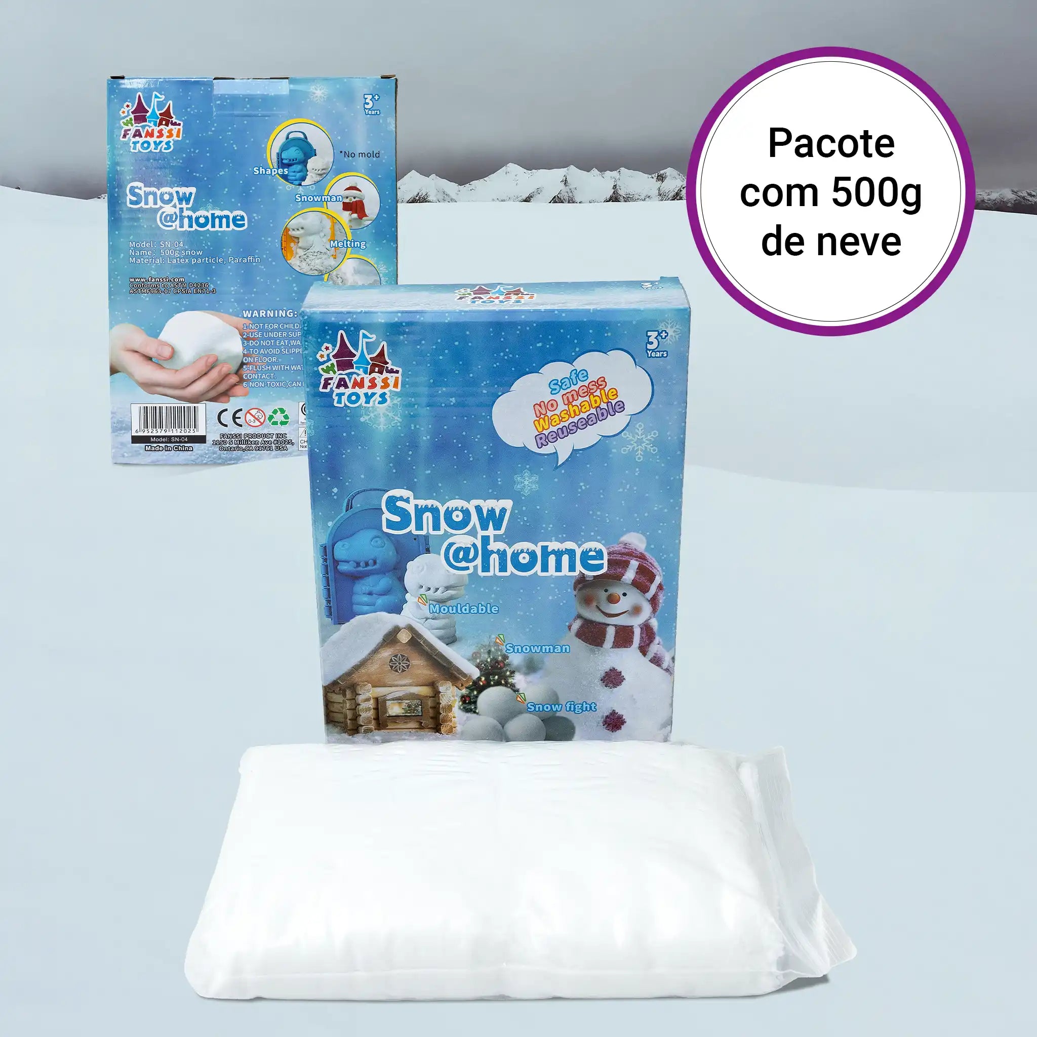 Refil Neve Artificial 500g Snow @Home Reposição Kits Infantis Sensorial Brinquedo Educativo
