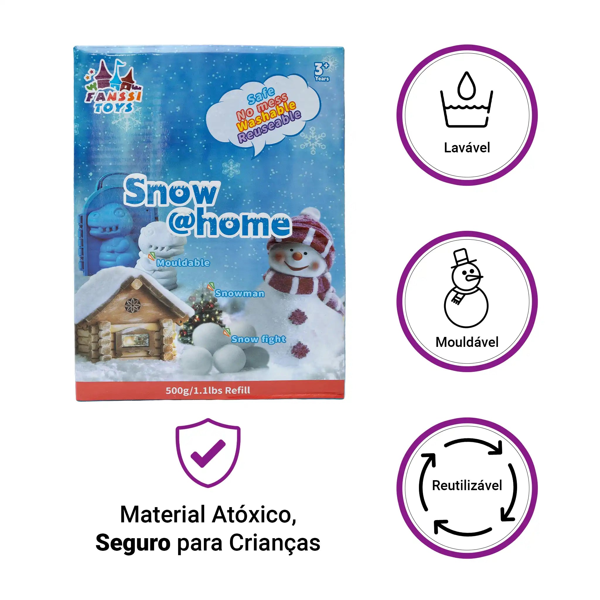 Refil Neve Artificial 500g Snow @Home Reposição Kits Infantis Sensorial Brinquedo Educativo
