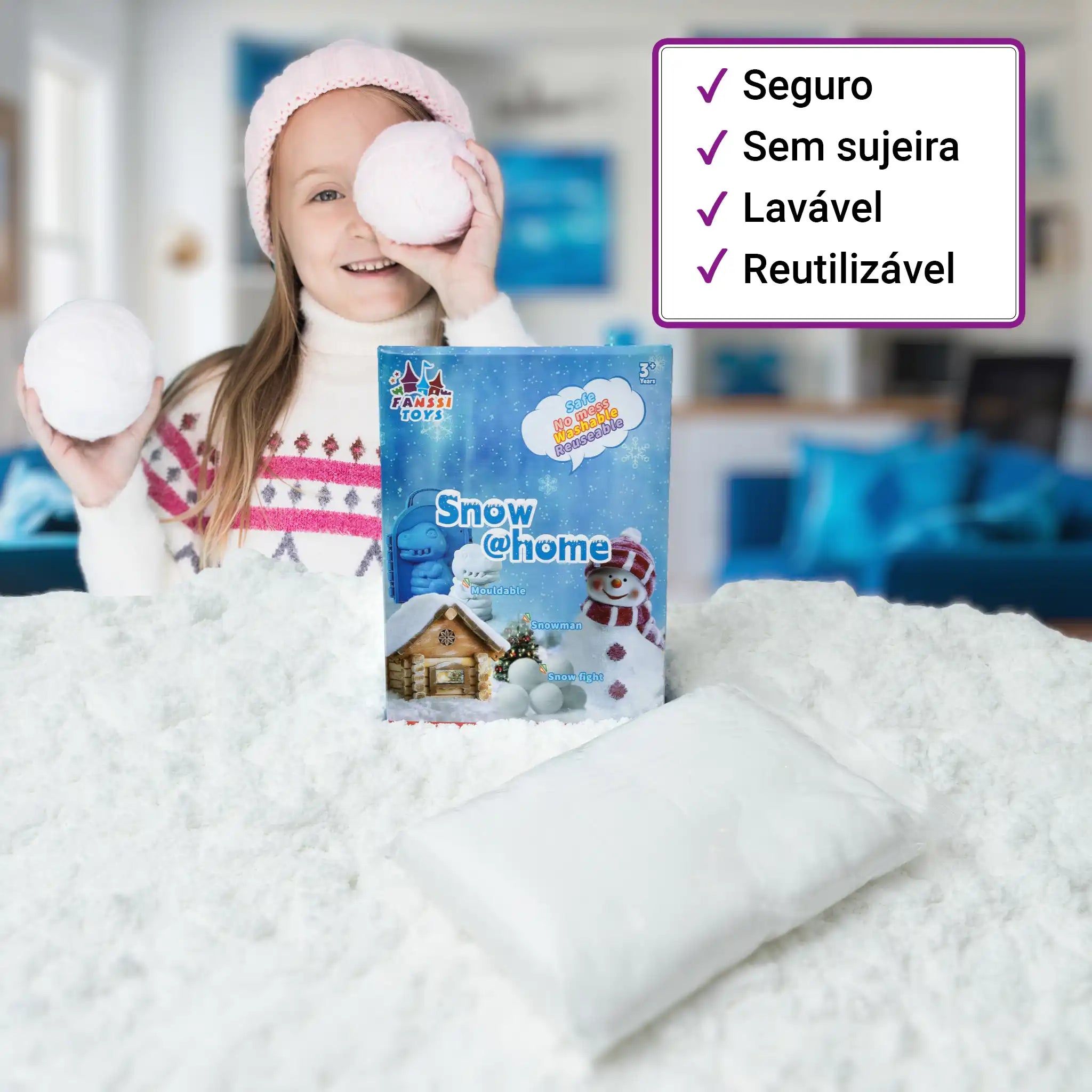 Refil Neve Artificial 500g Snow @Home Reposição Kits Infantis Sensorial Brinquedo Educativo