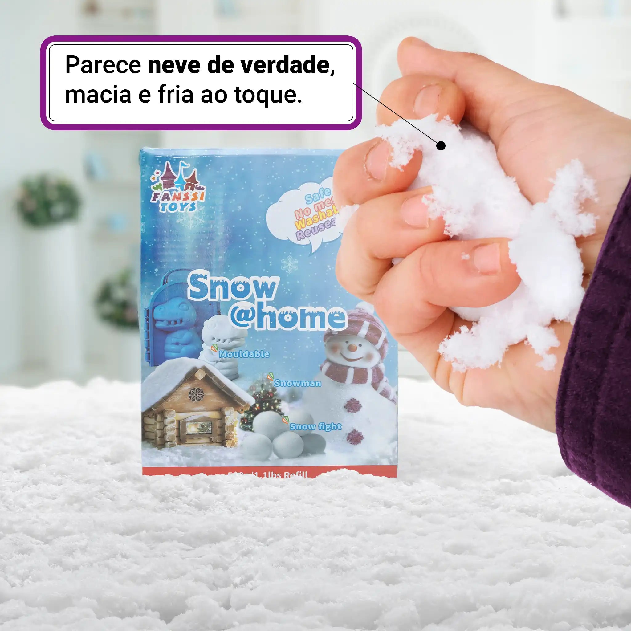 Refil Neve Artificial 500g Snow @Home Reposição Kits Infantis Sensorial Brinquedo Educativo