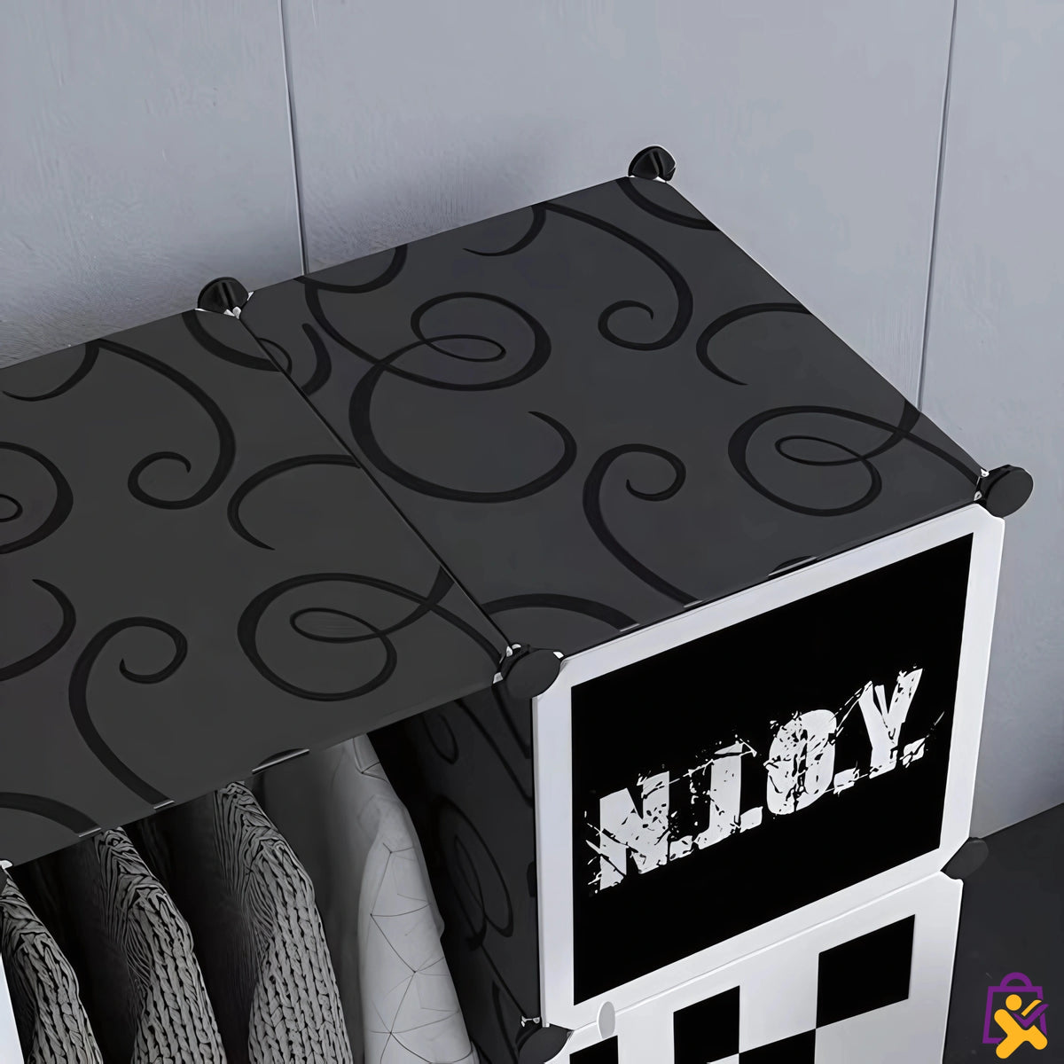 Guarda Roupa Infantil Modular Estampa Esportiva 95 Racing Organizador Roupas Criança Colorido - X - Varejo Ltda - Me