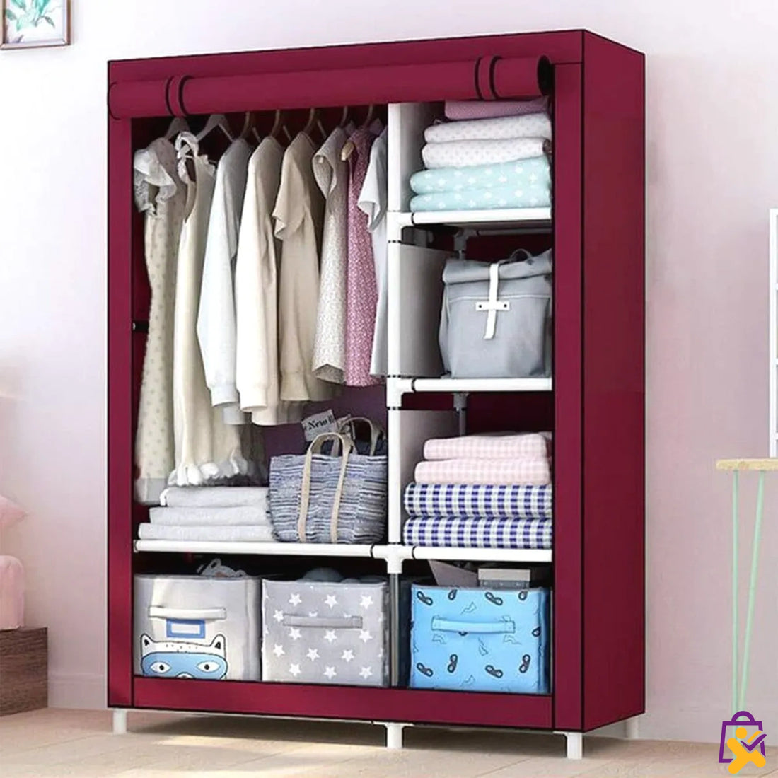 Organizador Dobrável Roupa Intima Guarda-roupa 6 Prateleiras Vermelho Impermeável Portatil X-Varejo loja online