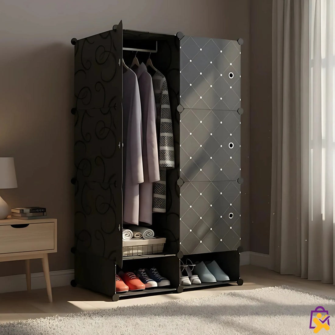 Organizador de Roupas Suspenso em Material PP com Um Andar para Sapatos Preto Portatil X-Varejo loja online