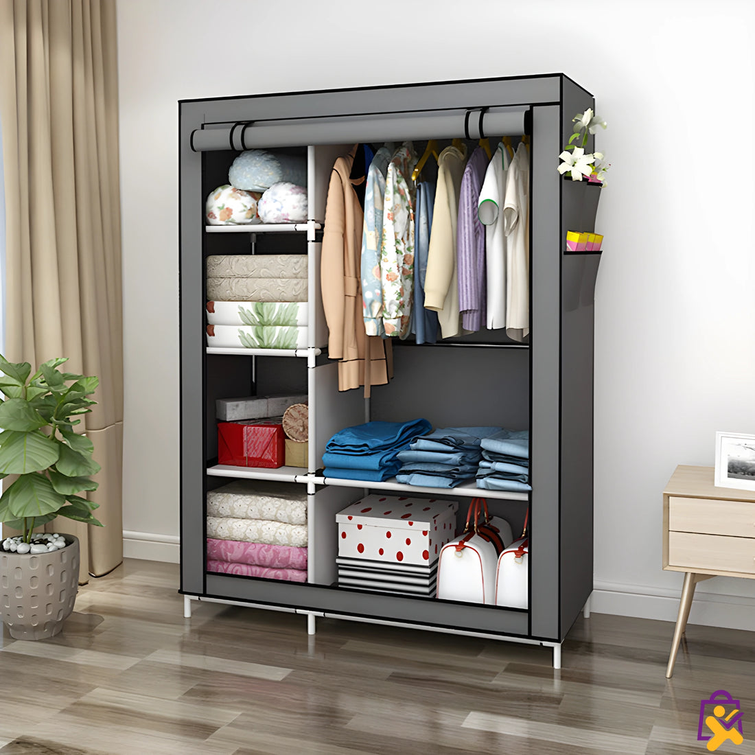 Organizador Dobrável Roupa Intima Guarda-roupa 6 Prateleiras Cinza Impermeável Portatil X-Varejo loja online