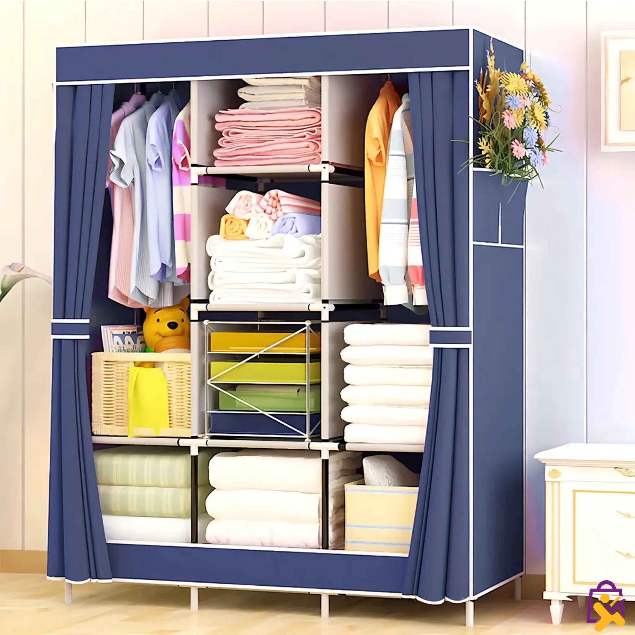 Organizador Guarda-Roupa Dobrável Adulto e Infantil Portatil Sapatos Cor Azul X-Varejo loja online