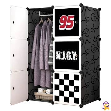 Guarda Roupa Infantil Modular Estampa Esportiva 95 Racing Organizador Roupas Criança Colorido