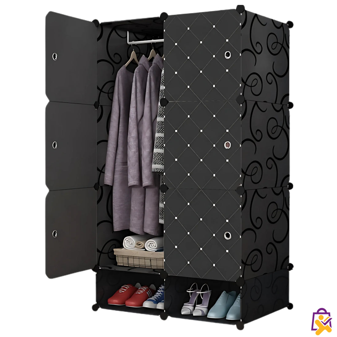 Organizador de Roupas Suspenso em Material PP com Um Andar para Sapatos Preto Portatil X-Varejo loja online